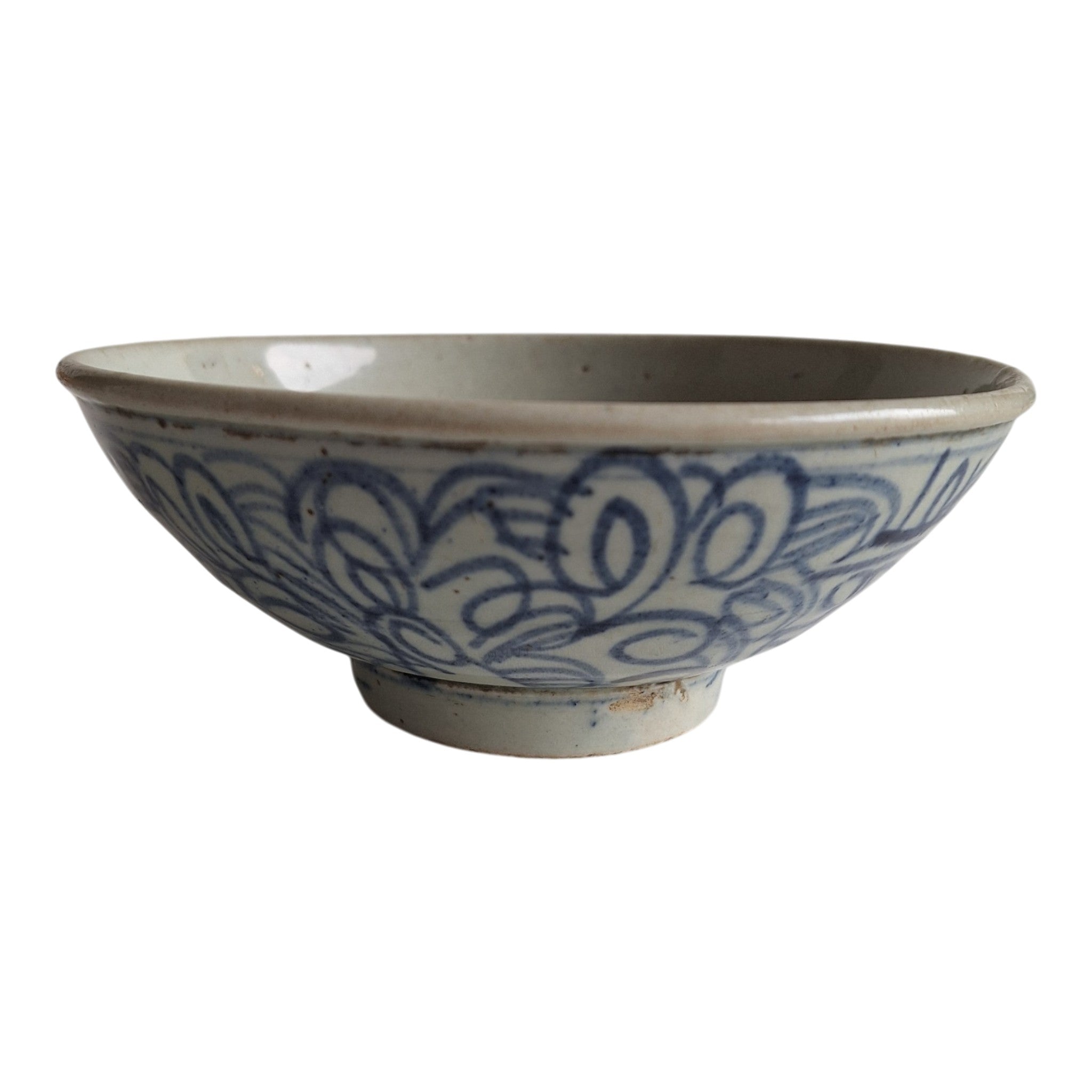 Chinees Blauw-Wit Porseleinen Gelukskommetje — Qing-dynastie