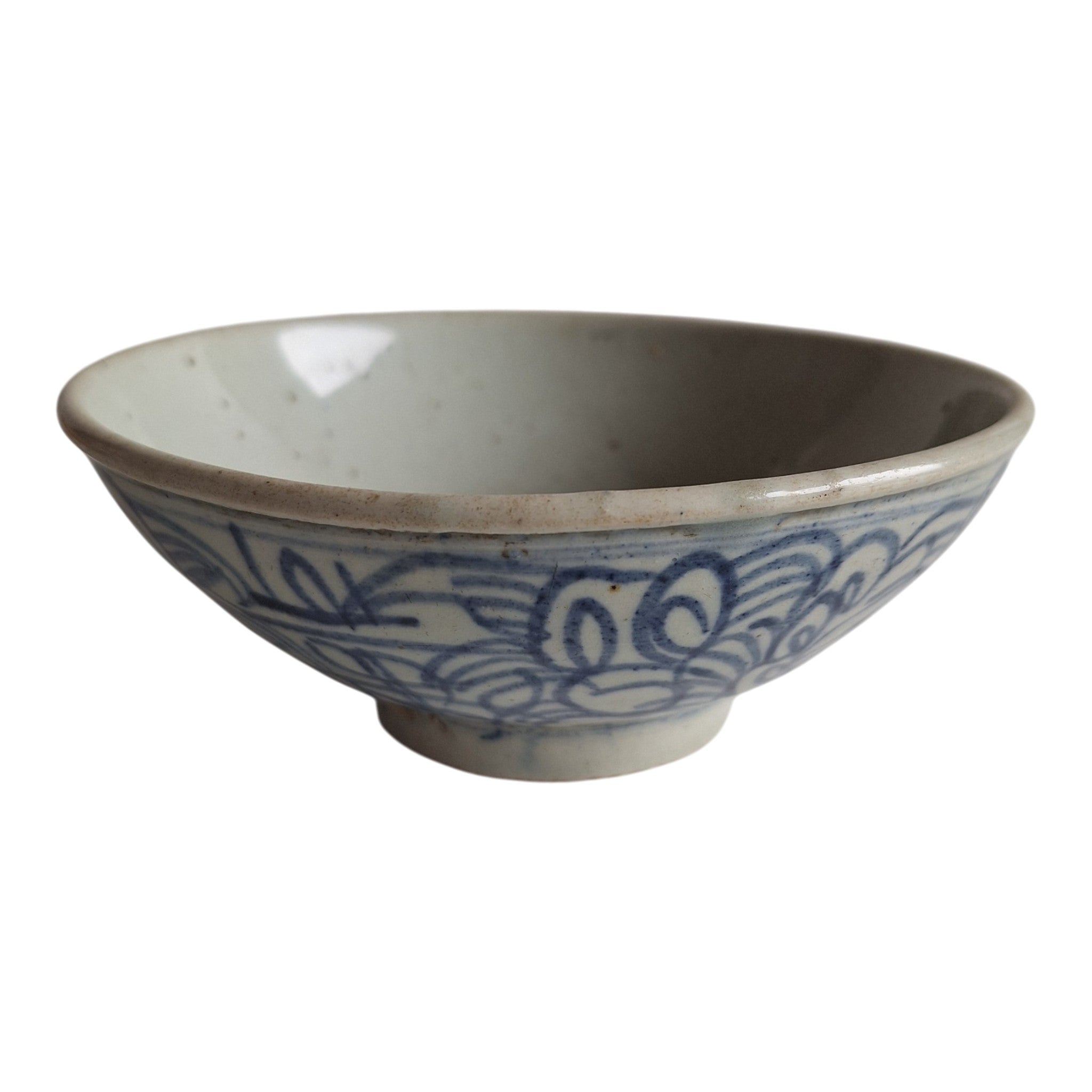 Chinees Blauw-Wit Porseleinen Gelukskommetje — Qing-dynastie