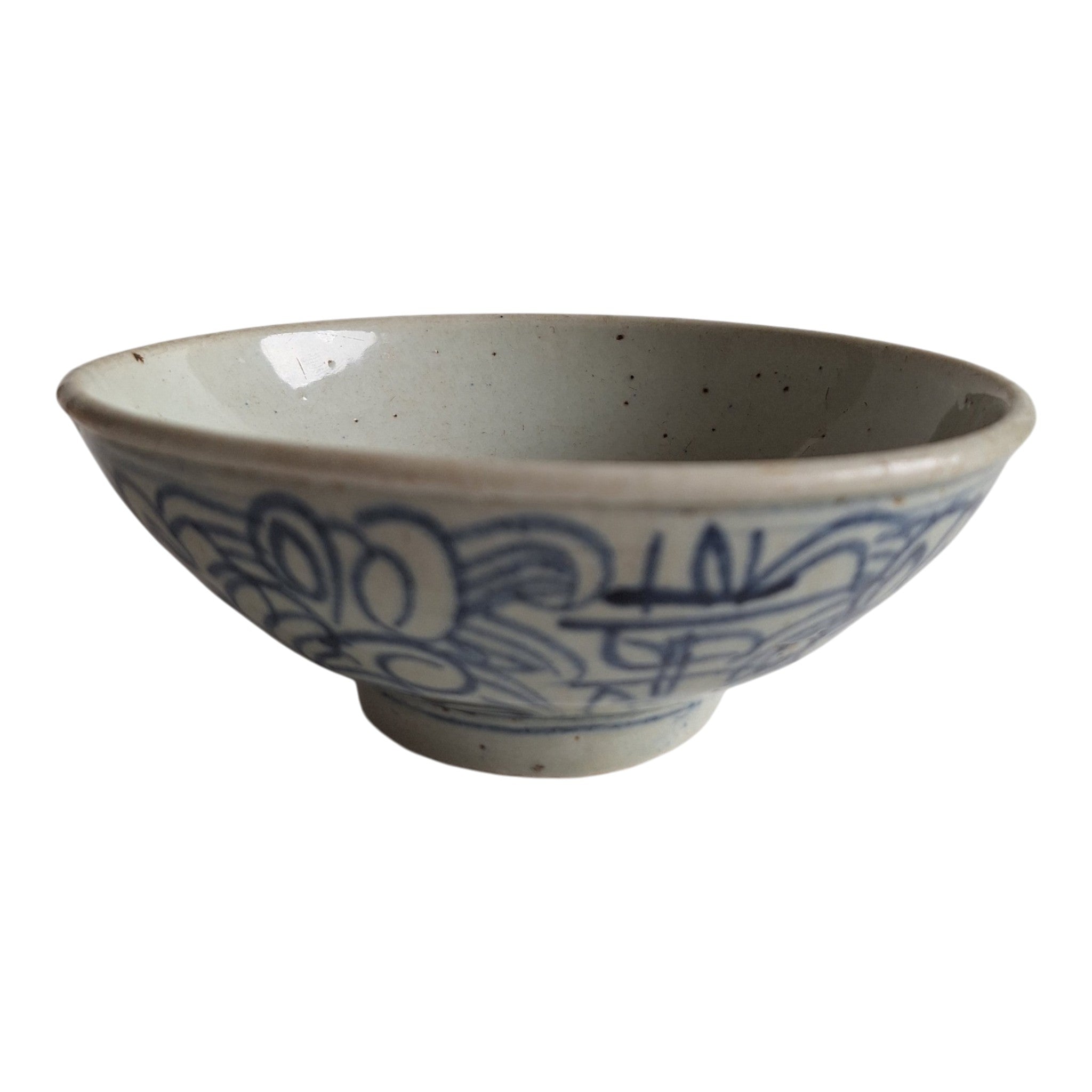 Chinees Blauw-Wit Porseleinen Gelukskommetje — Qing-dynastie