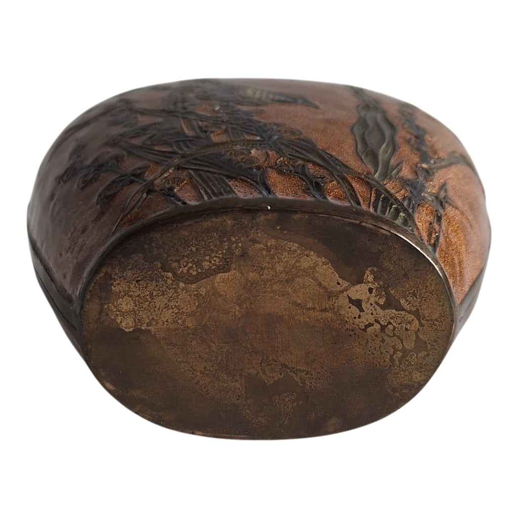 Brass Vase with Enamel and Bird Motif