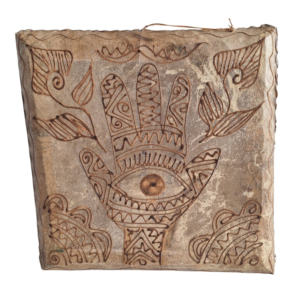 Moroccan Daff Drum with Henna and Berber Symbols