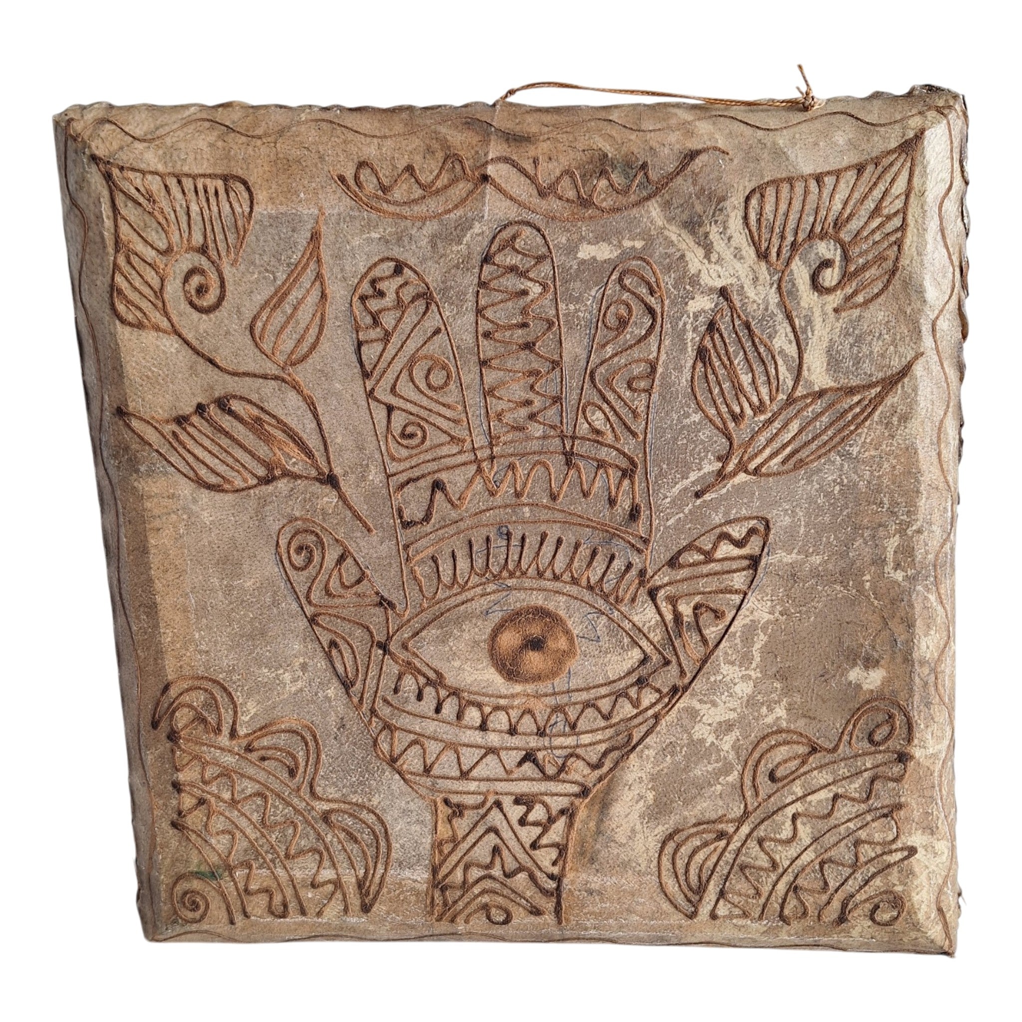 Moroccan Daff Drum with Henna and Berber Symbols