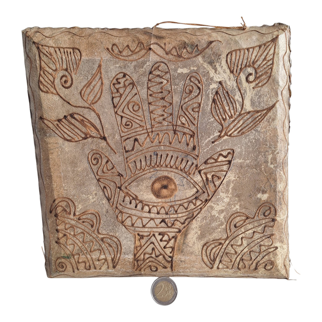 Moroccan Daff Drum with Henna and Berber Symbols