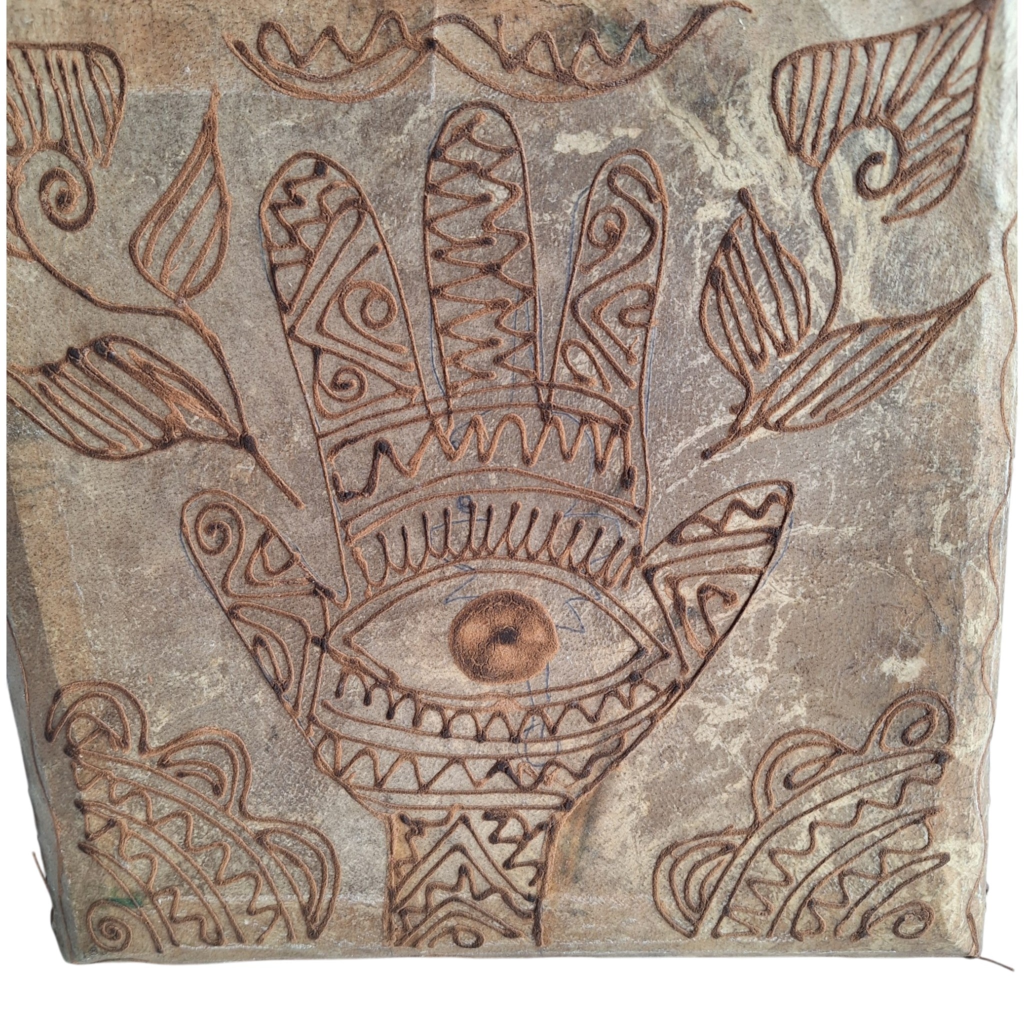 Moroccan Daff Drum with Henna and Berber Symbols