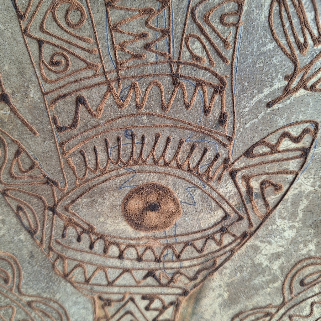 Moroccan Daff Drum with Henna and Berber Symbols
