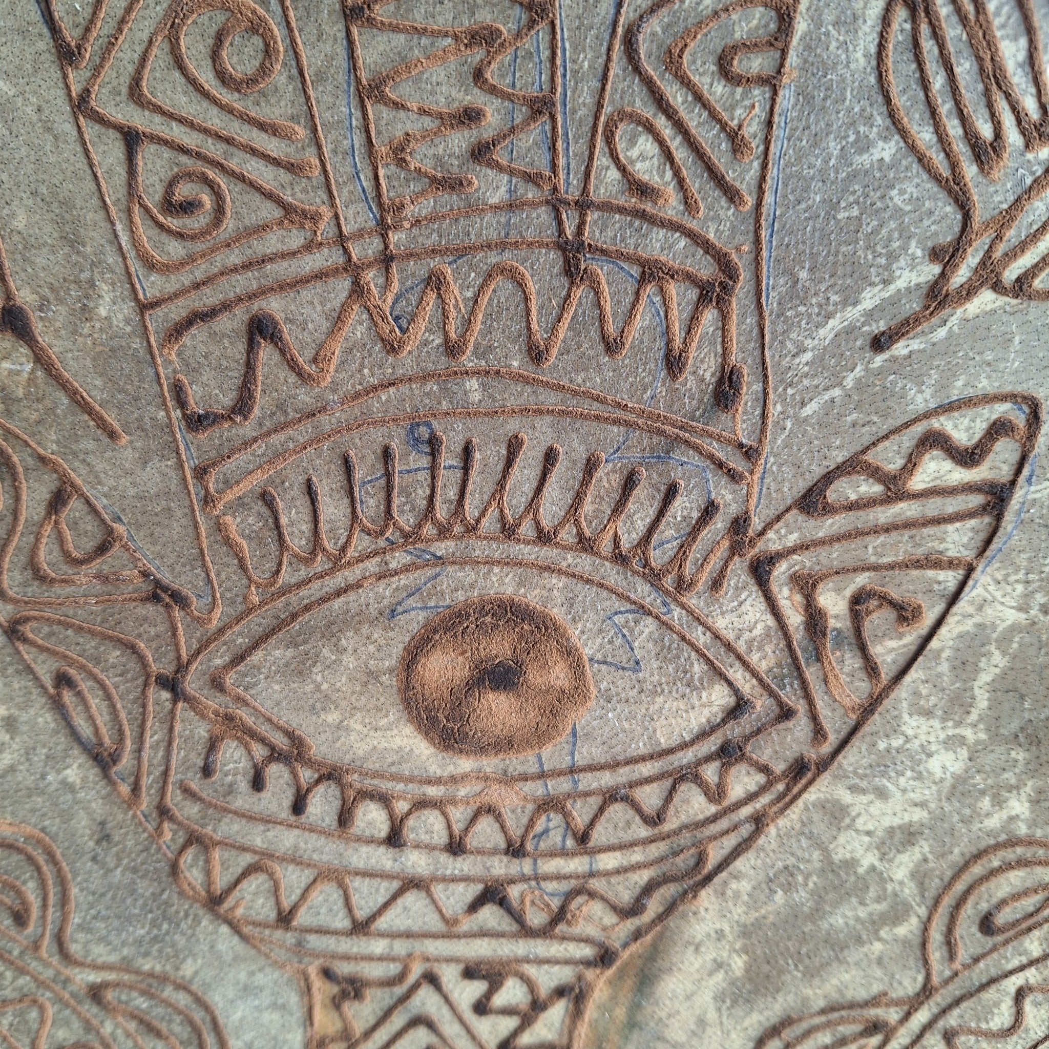 Moroccan Daff Drum with Henna and Berber Symbols