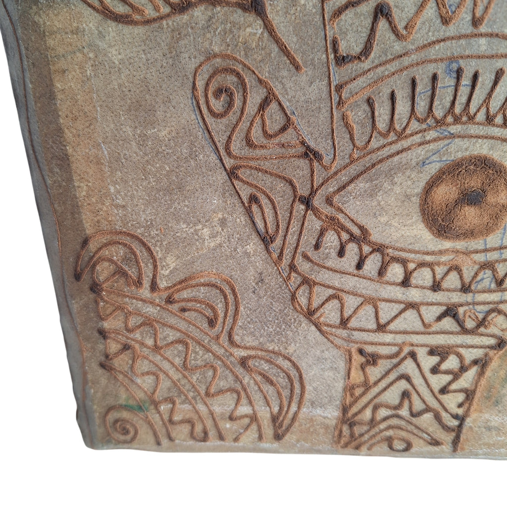 Moroccan Daff Drum with Henna and Berber Symbols
