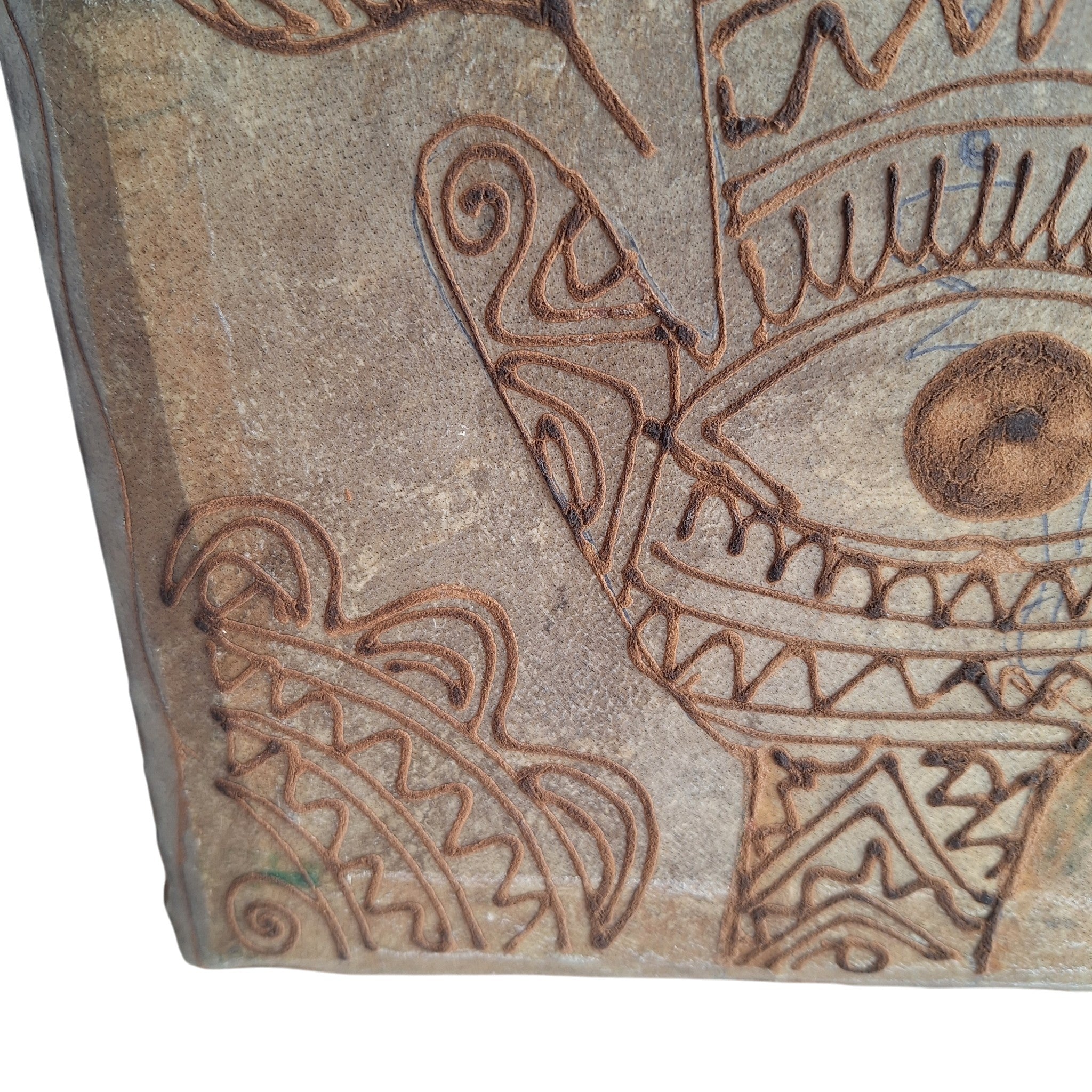Moroccan Daff Drum with Henna and Berber Symbols
