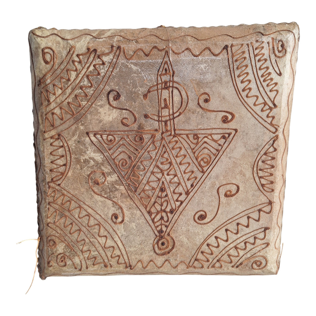 Moroccan Daff Drum with Henna and Berber Symbols