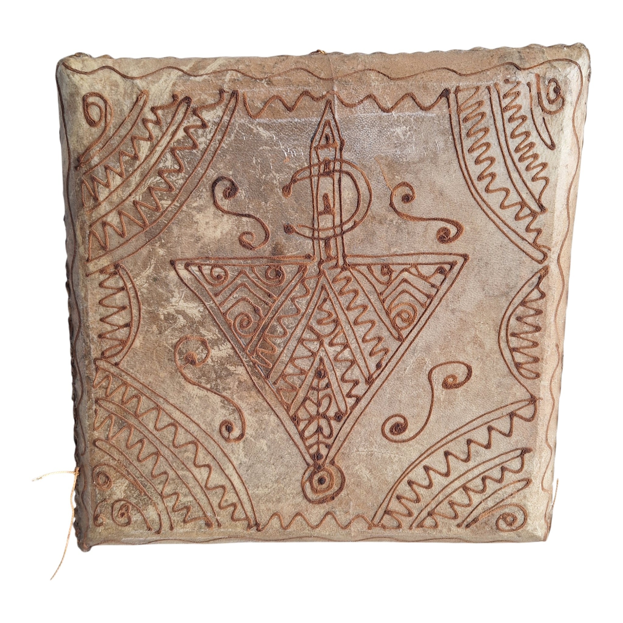 Moroccan Daff Drum with Henna and Berber Symbols