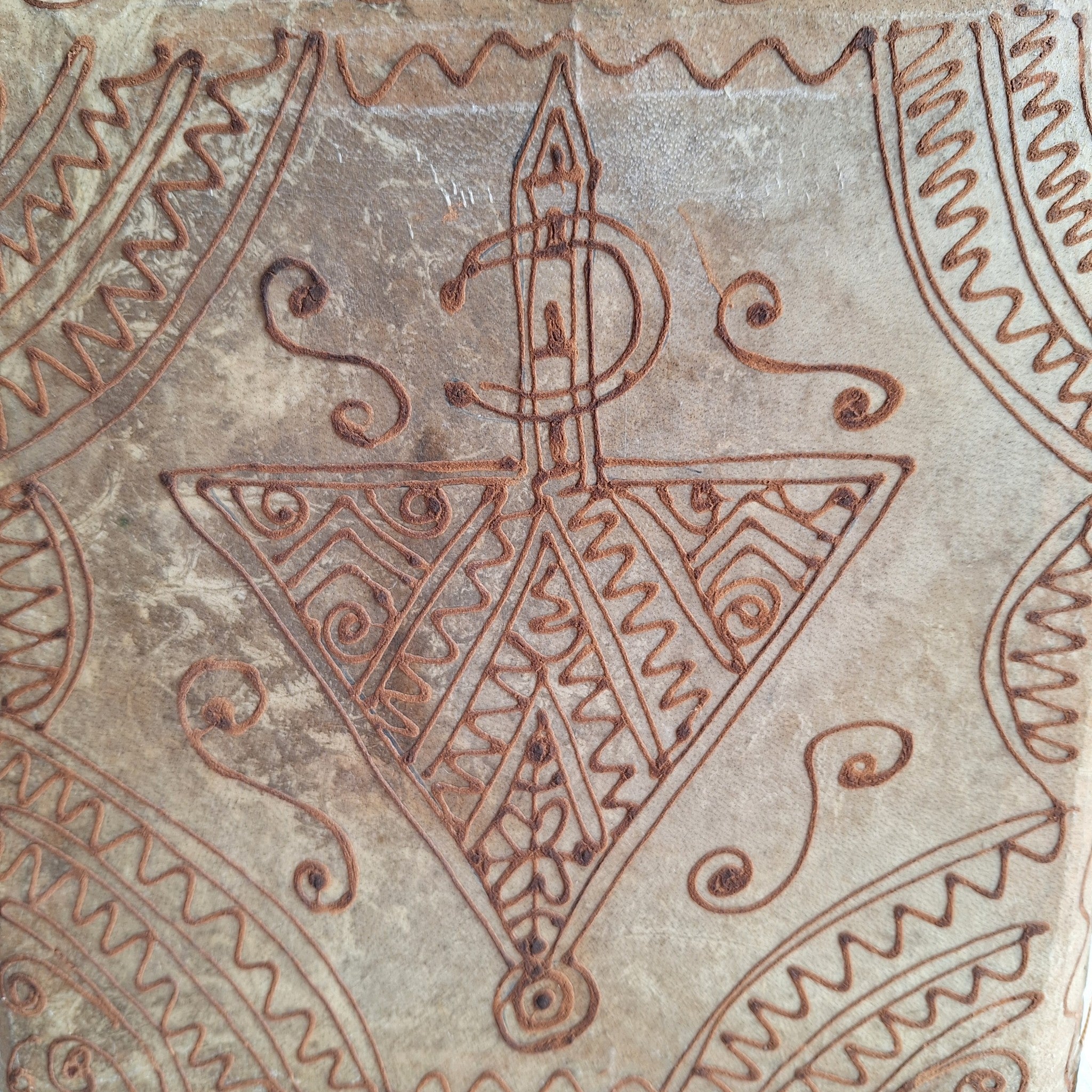 Moroccan Daff Drum with Henna and Berber Symbols