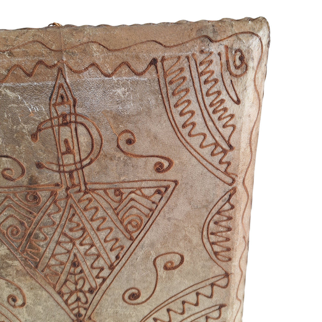Moroccan Daff Drum with Henna and Berber Symbols