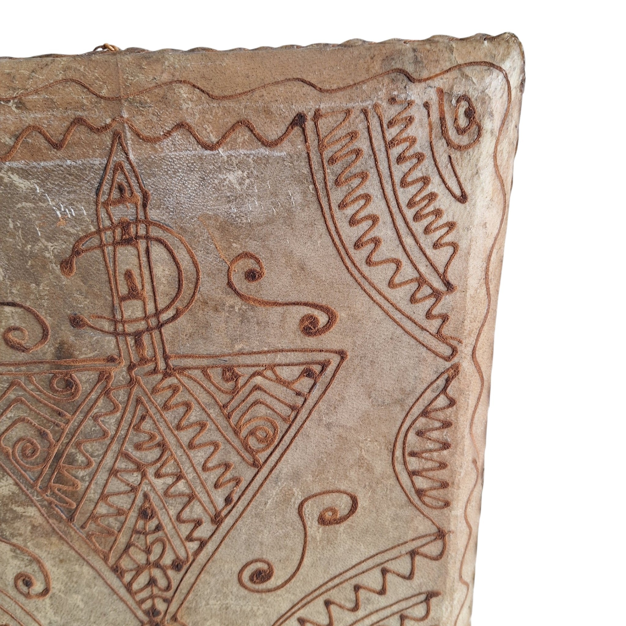 Moroccan Daff Drum with Henna and Berber Symbols