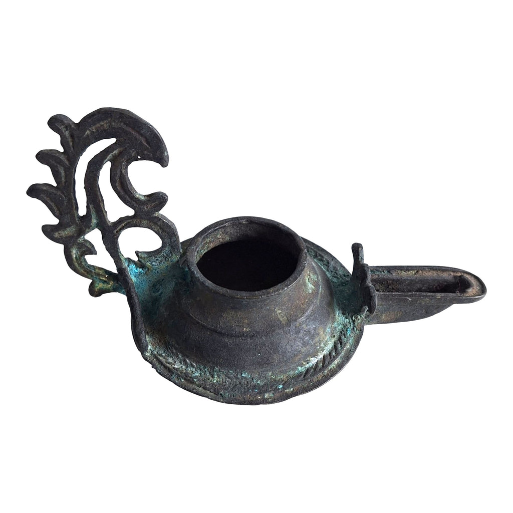 Bronzefarbene Öllampe im römischen Stil mit Patina