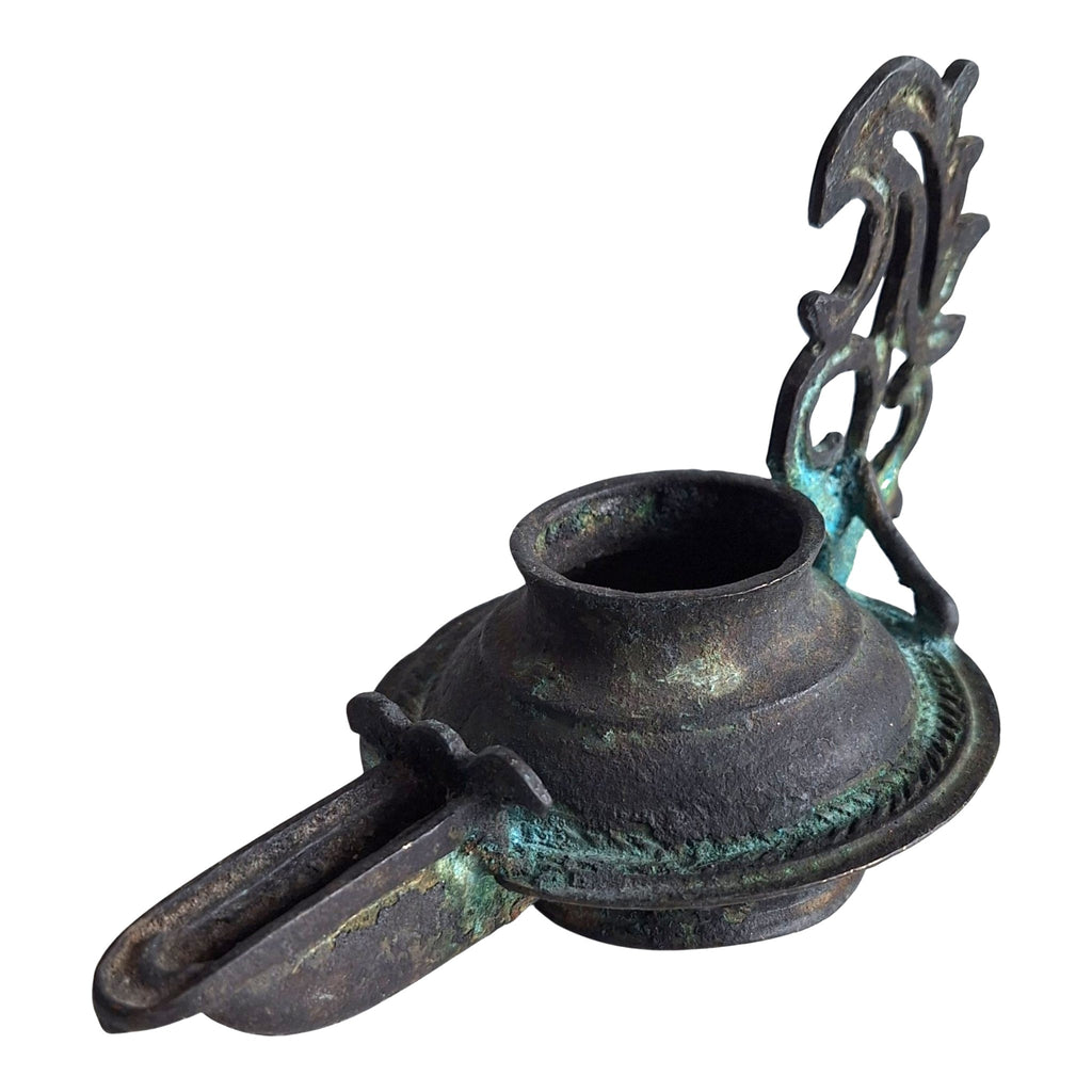 Bronzefarbene Öllampe im römischen Stil mit Patina