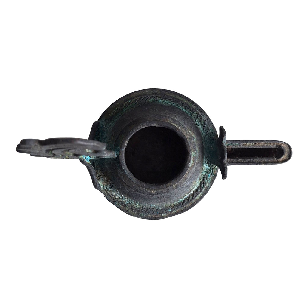 Bronzefarbene Öllampe im römischen Stil mit Patina