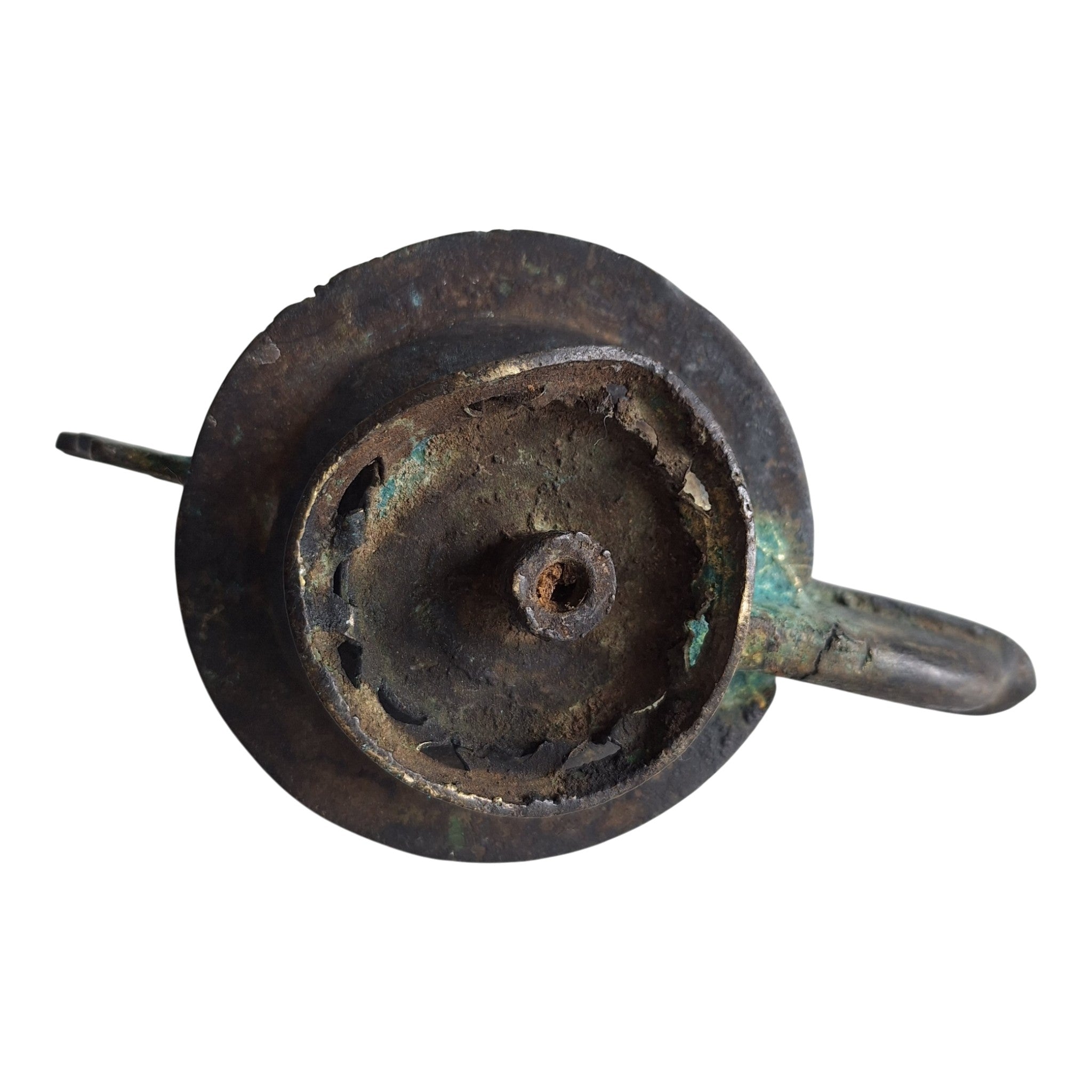Bronzefarbene Öllampe im römischen Stil mit Patina