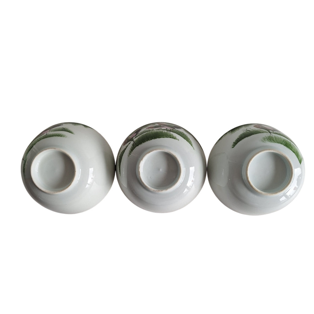 Set van 6 Antieke Chinese porseleinen kommen, vaak aangeduid als "haan-kommen" (of Ji Gong Wan)