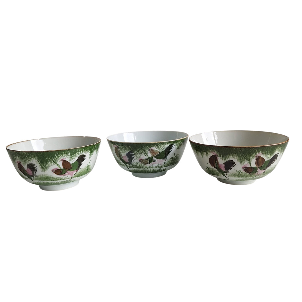 Set van 6 Antieke Chinese porseleinen kommen, vaak aangeduid als "haan-kommen" (of Ji Gong Wan)