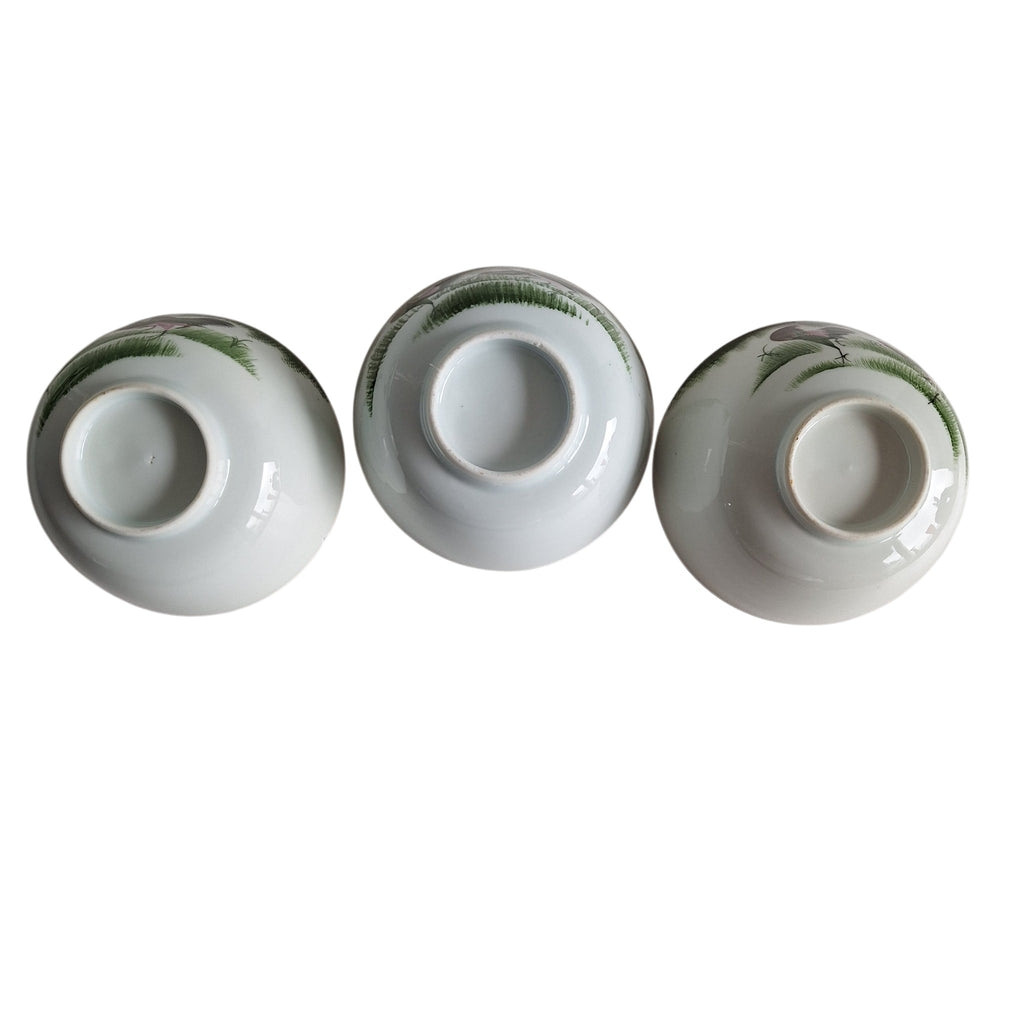 Set van 6 Antieke Chinese porseleinen kommen, vaak aangeduid als "haan-kommen" (of Ji Gong Wan)