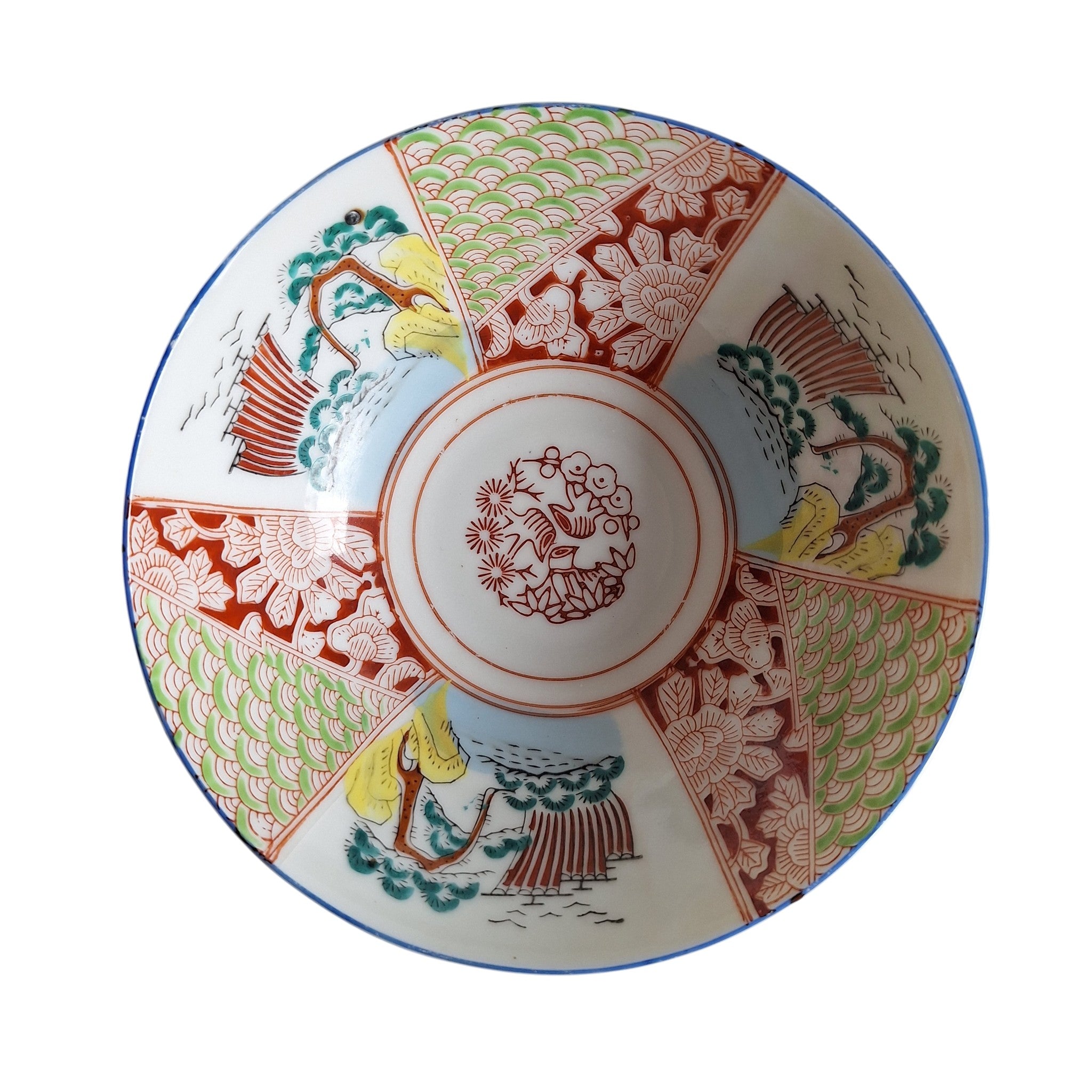 Japanse Imari Kom met Karakters op Onderzijde – Handbeschilderd Porselein, Arita