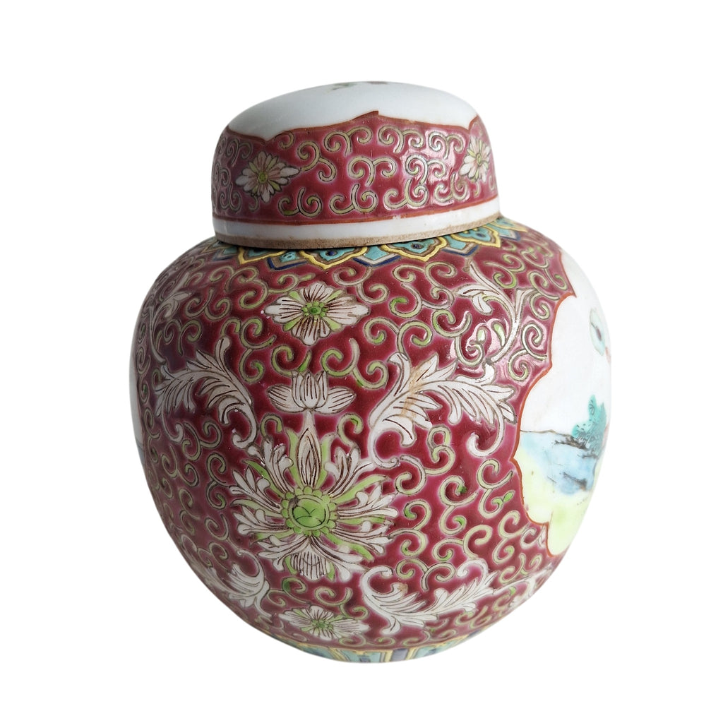 Chinese Famille Rose Gemberpot met Netwerk en Deksel