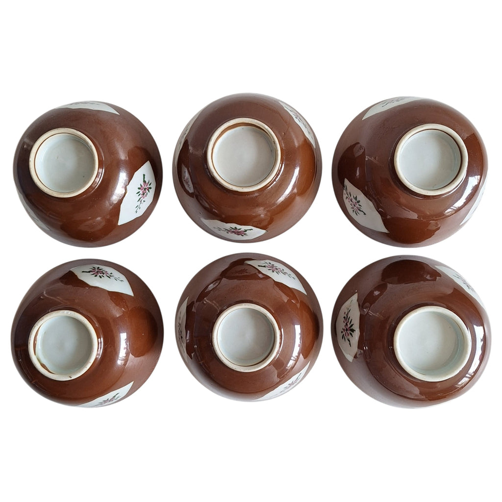 Set van 6 Chinese Café au Lait Kommen – Batavia Porselein, Qianlong-periode