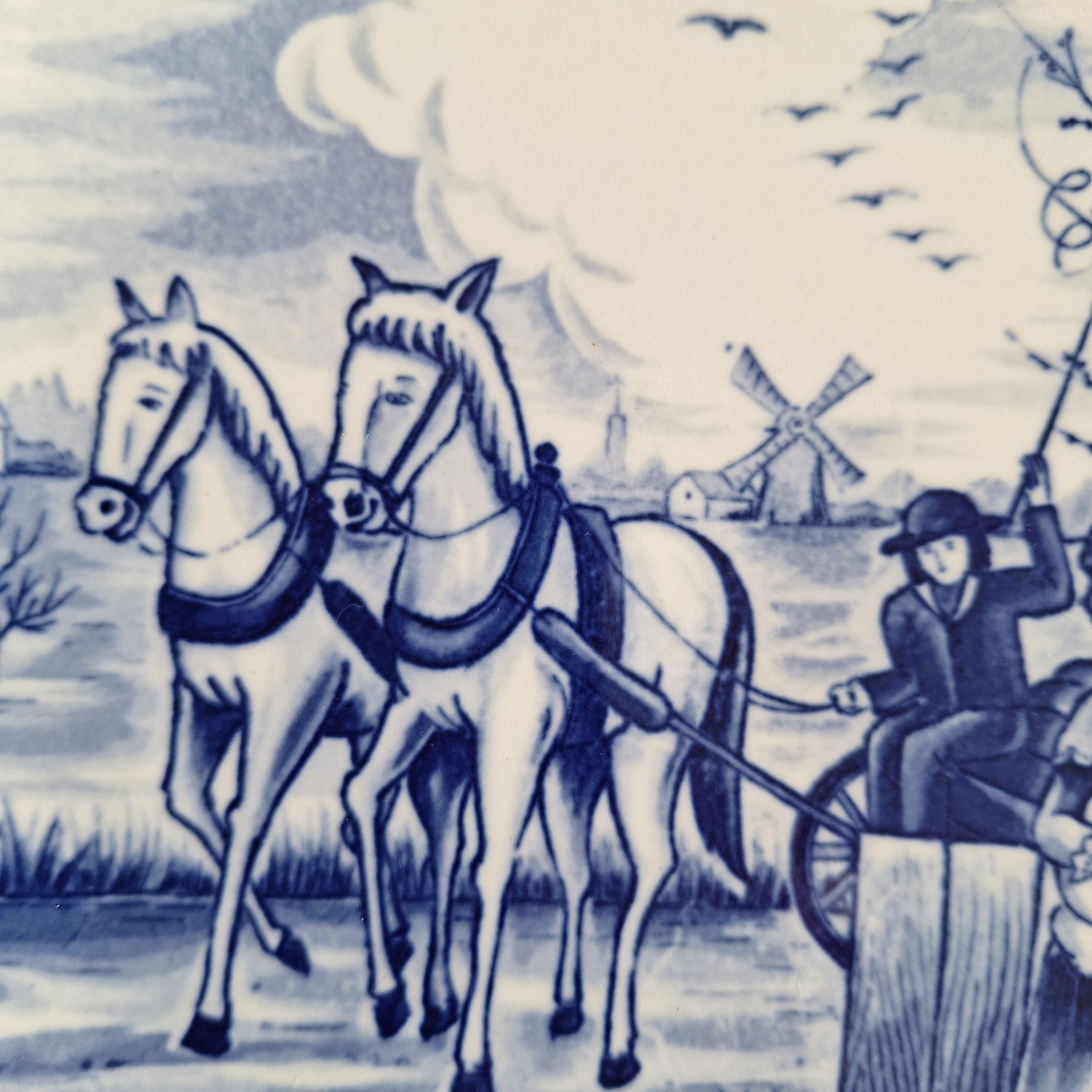 Royal Delfts Blauw Wandbord – Nederlands Landschap, Vier Jaargetijden Serie