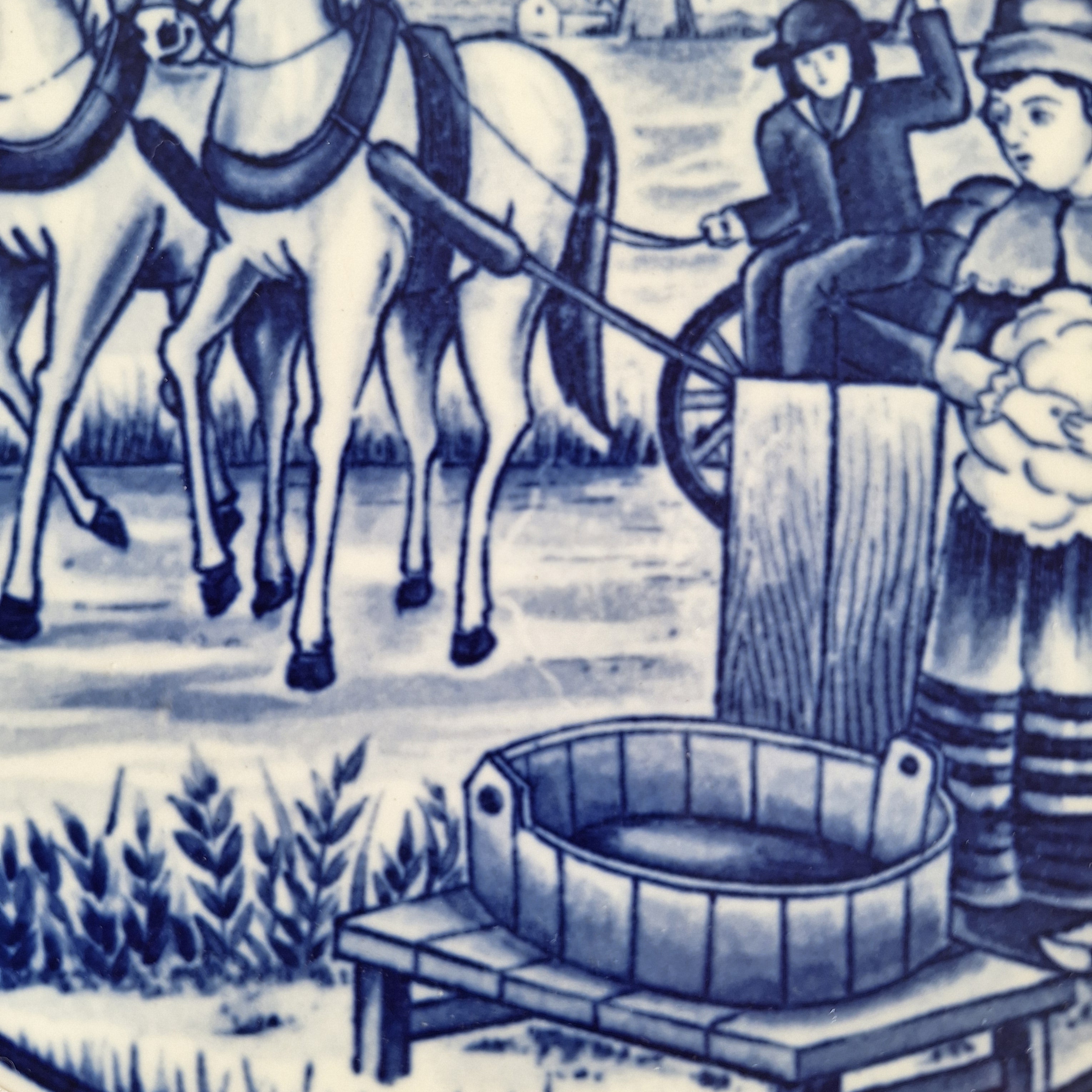 Royal Delfts Blauw Wandbord – Nederlands Landschap, Vier Jaargetijden Serie