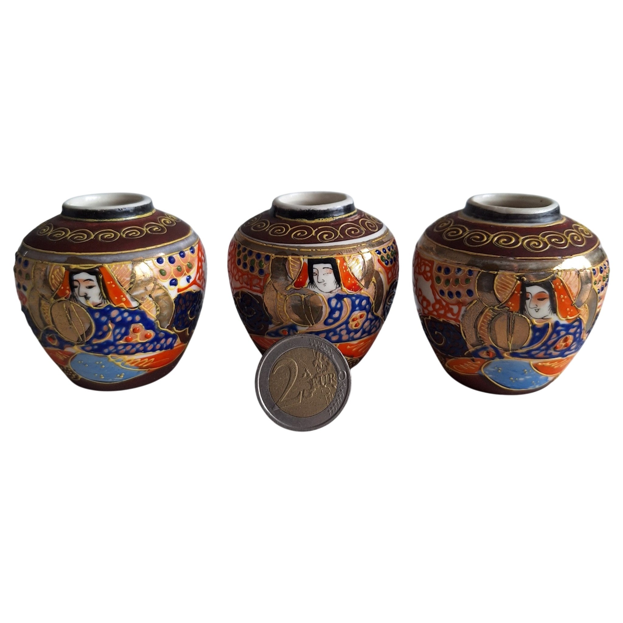 3 Satsuma miniature vases