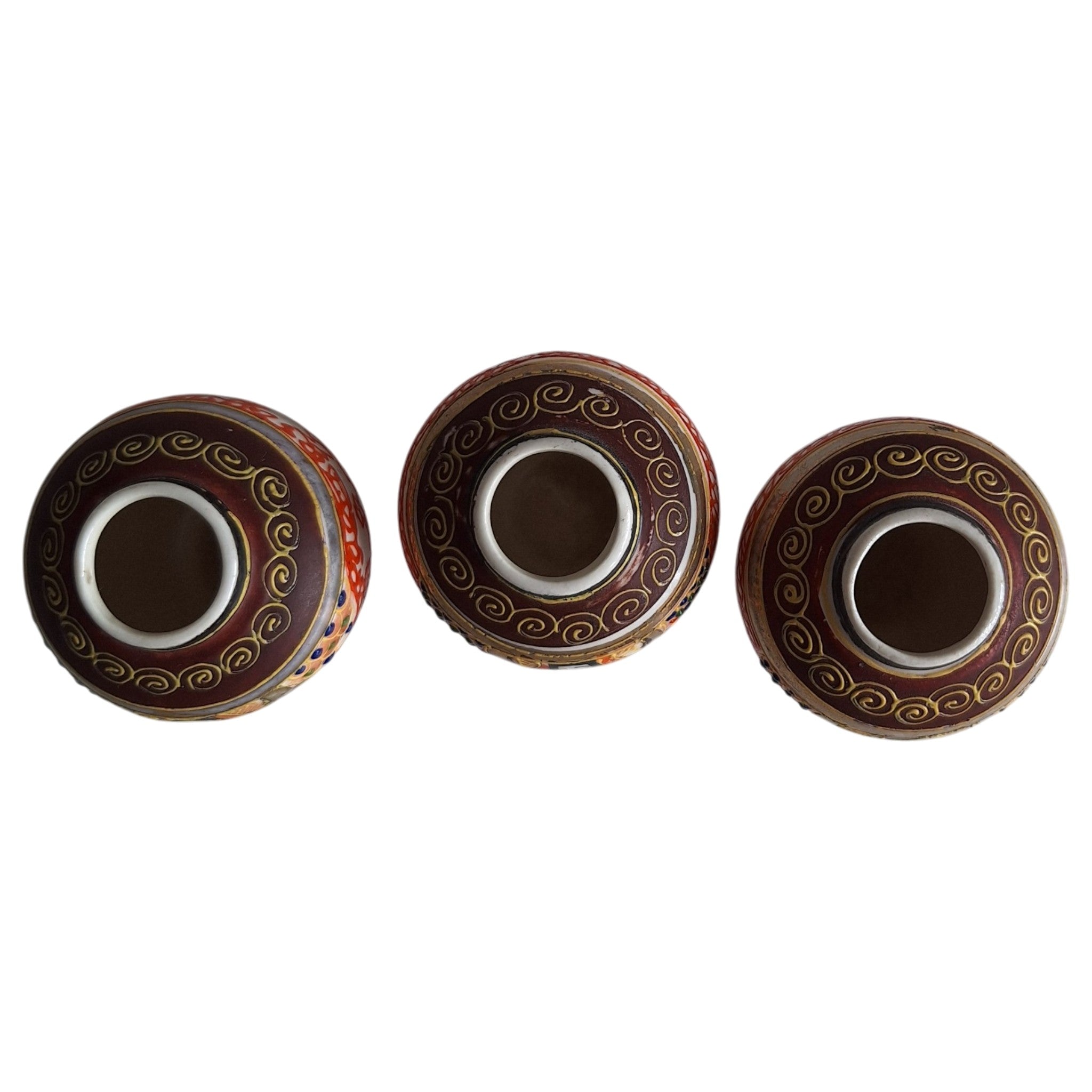 3 Satsuma miniature vases