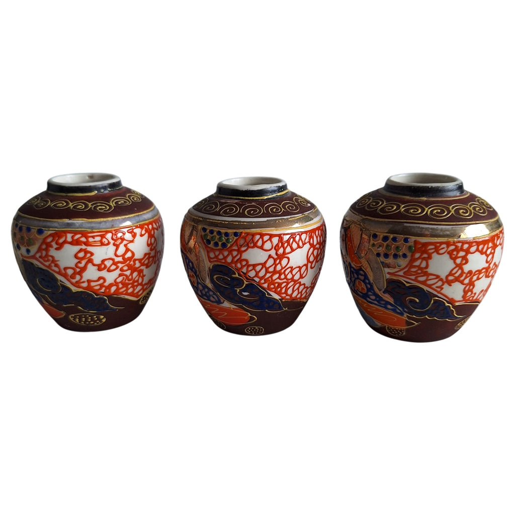 3 Satsuma miniature vases