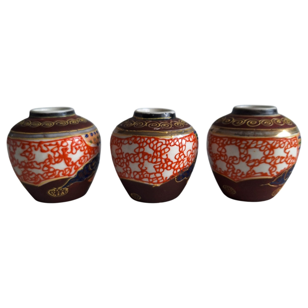 3 Satsuma miniature vases