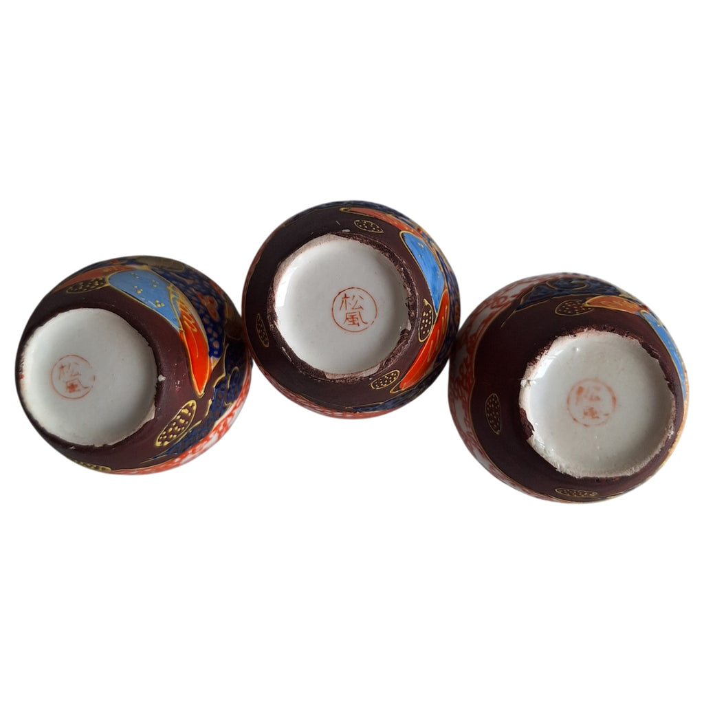 3 Satsuma miniature vases