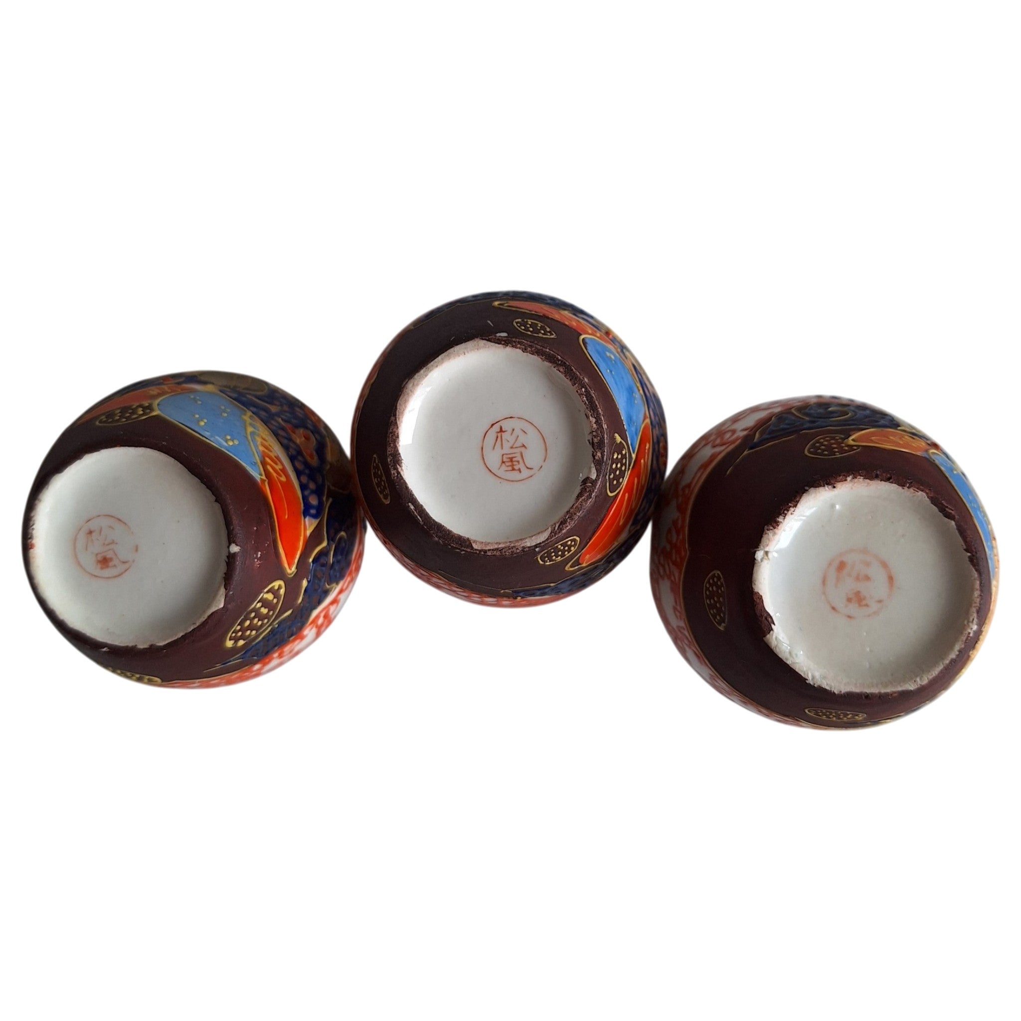 3 Satsuma miniature vases
