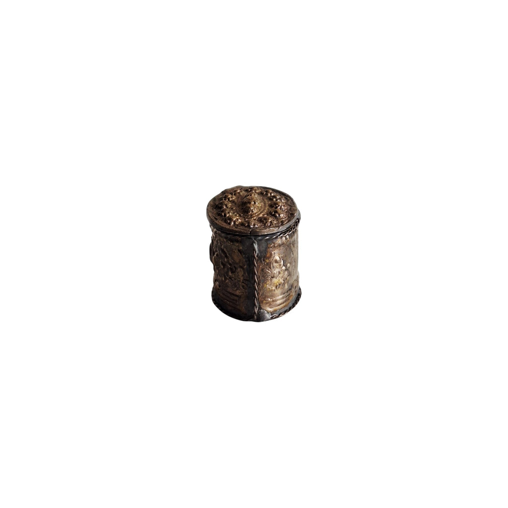 Silver Plated Pill Box with Embossed Floral Motif – Repoussé Technique, Antique Patina