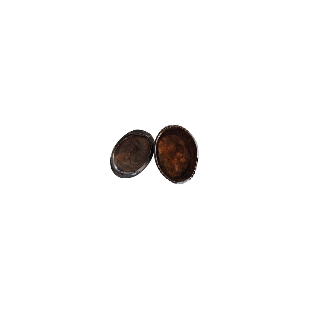 Silver Plated Pill Box with Embossed Floral Motif – Repoussé Technique, Antique Patina