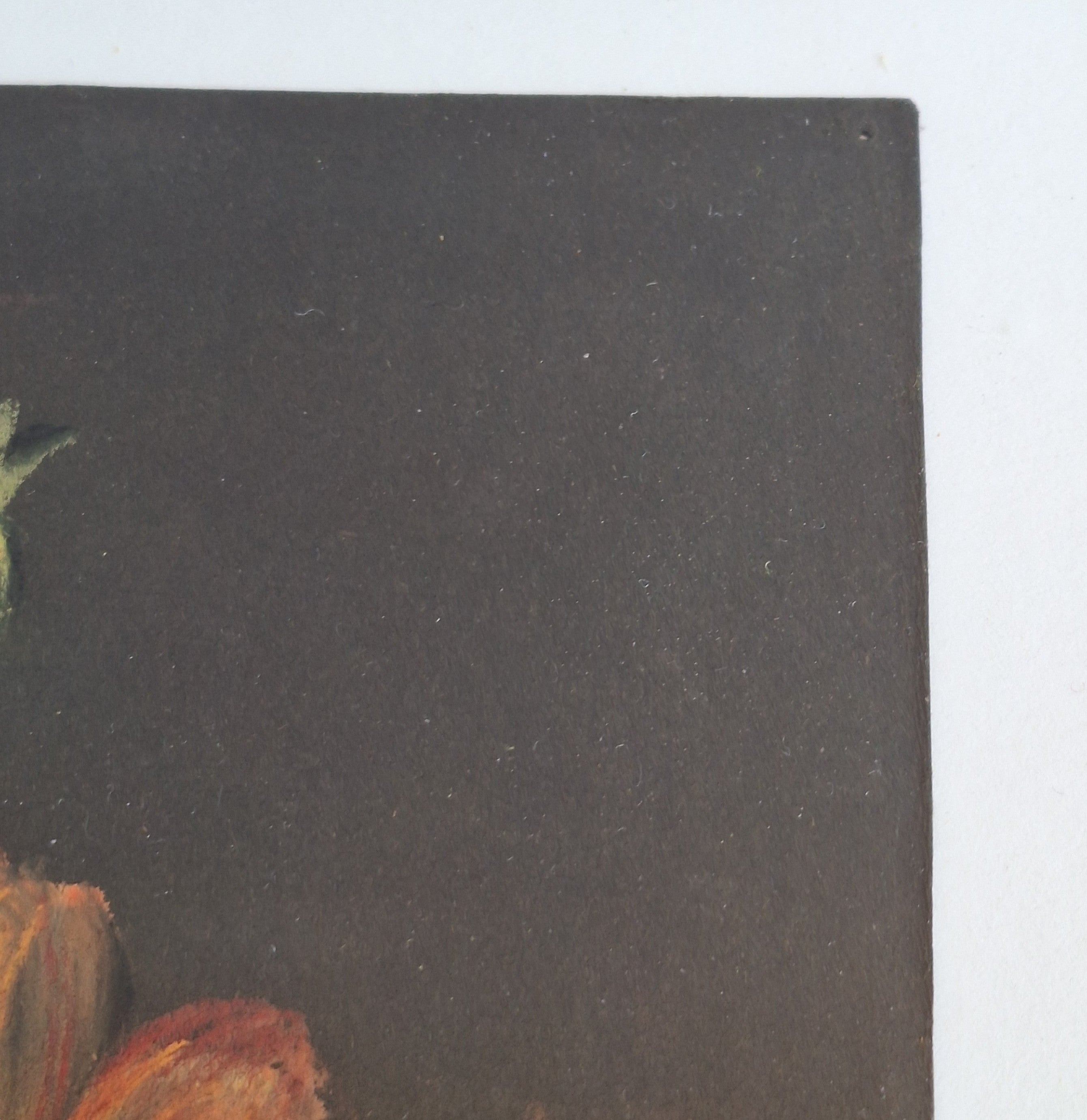 Bloemenstilleven op Krijt - Gesigneerd A. Bouman Ingelijst met Glas