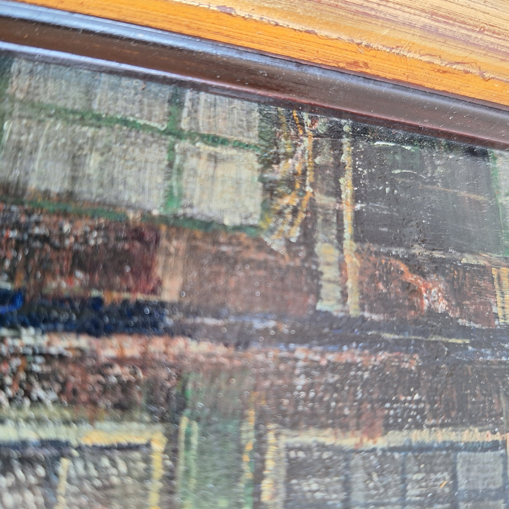 Olieverf op Board Ingelijst - A. Oldenhove Amsterdams Grachtenpand Prins Hendrikkade