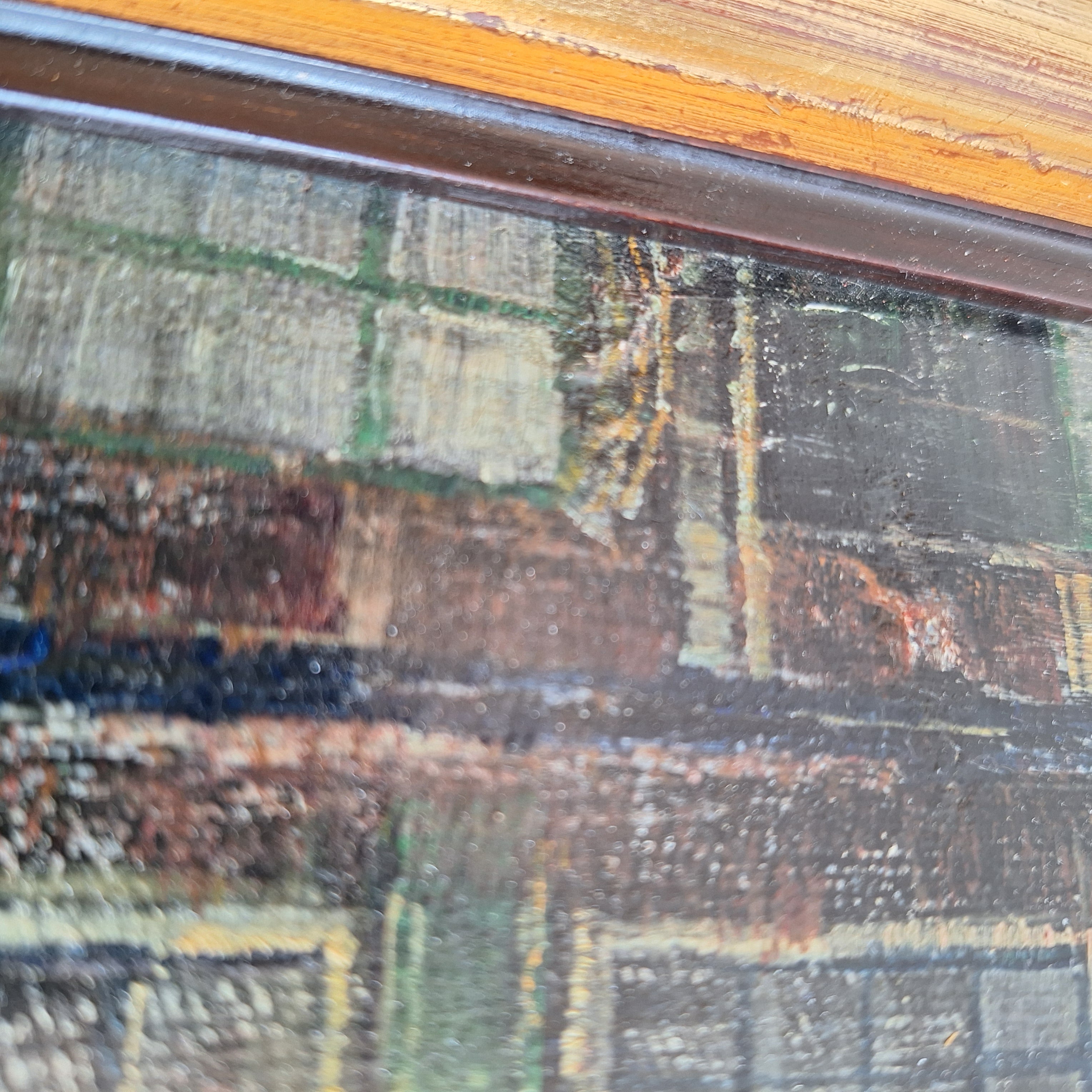 Olieverf op Board Ingelijst - A. Oldenhove Amsterdams Grachtenpand Prins Hendrikkade