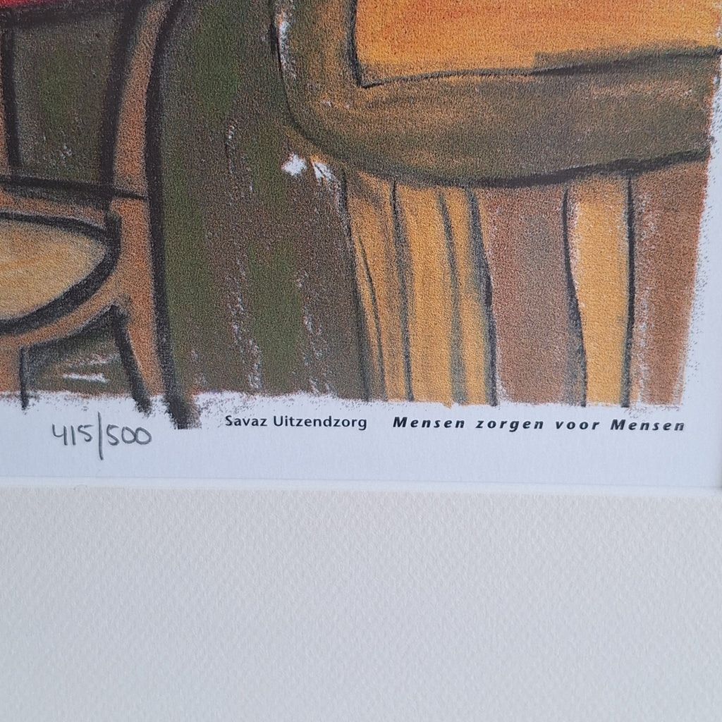 Lithografie Ingelijst - Carolien Kramer Mensen zorgen voor Mensen 415/500