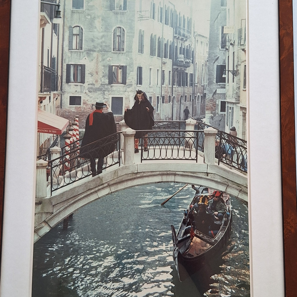 Foto Ingelijst - Venetie Kanaal Gondels Zwart-Wit Onbekend