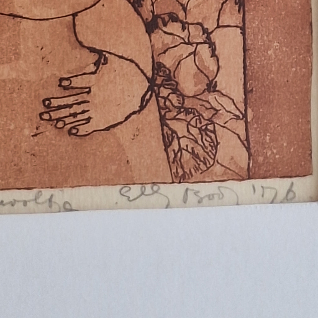 Ets Ingelijst - Liefde in een Kooltje 9/18 Gesigneerd 1976