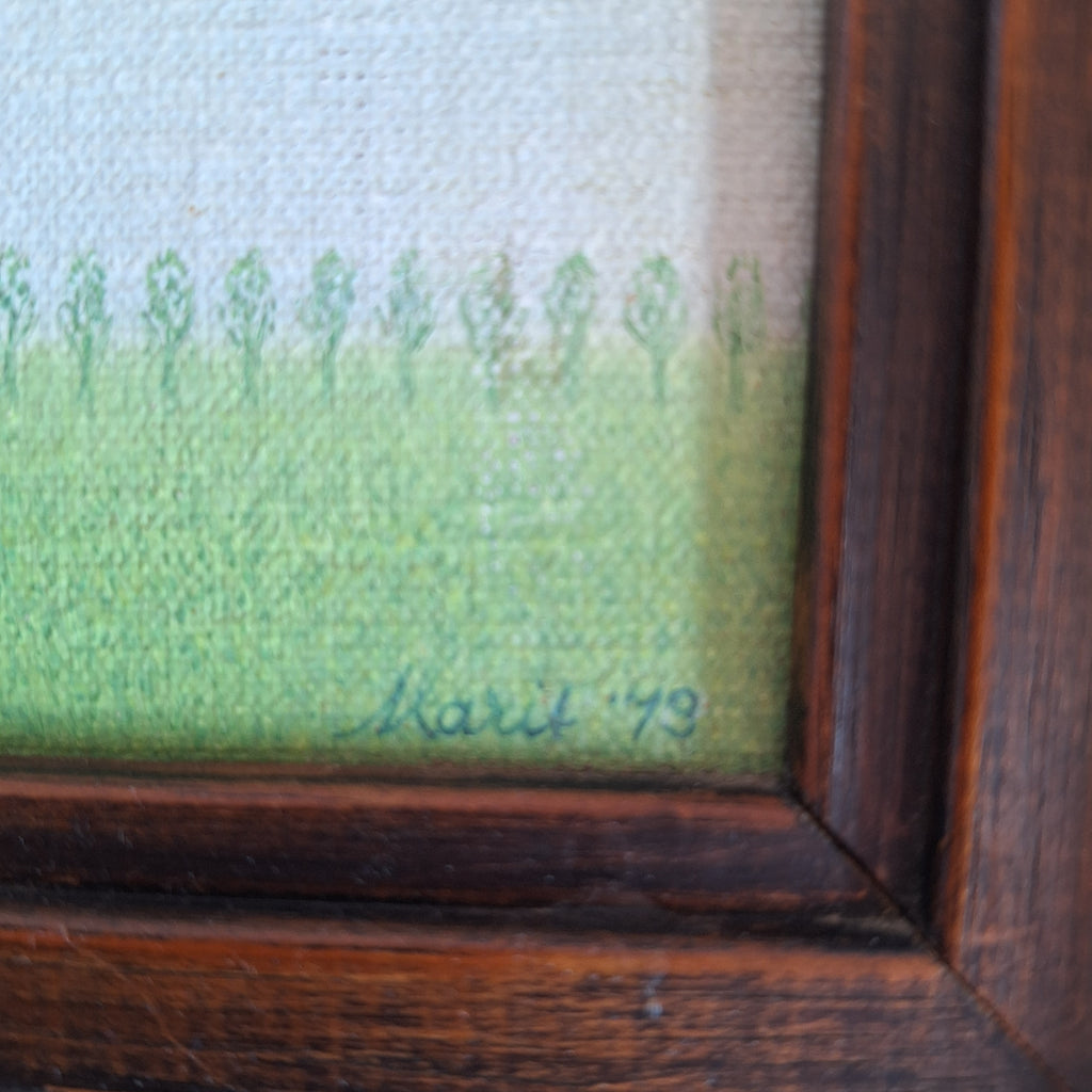 Olieverfschilderij Meisjesportret - Marit L'Herminez 1973 - 23,6 x 23,6 cm