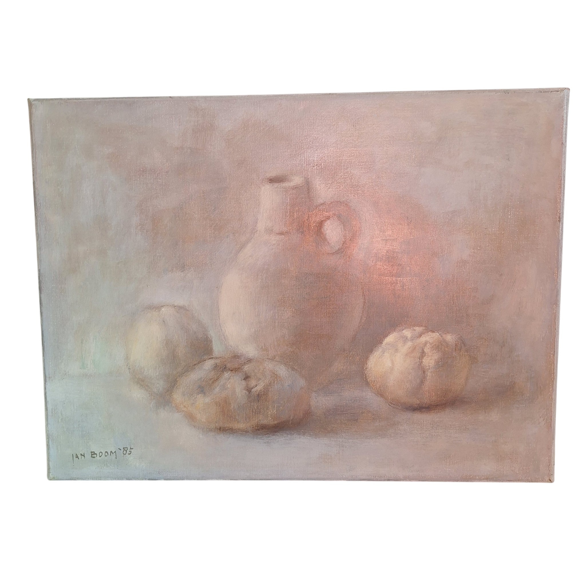 Stilleven met Kruik - Jan Boom 1985 - Olieverf op Doek - 30 x 40 cm