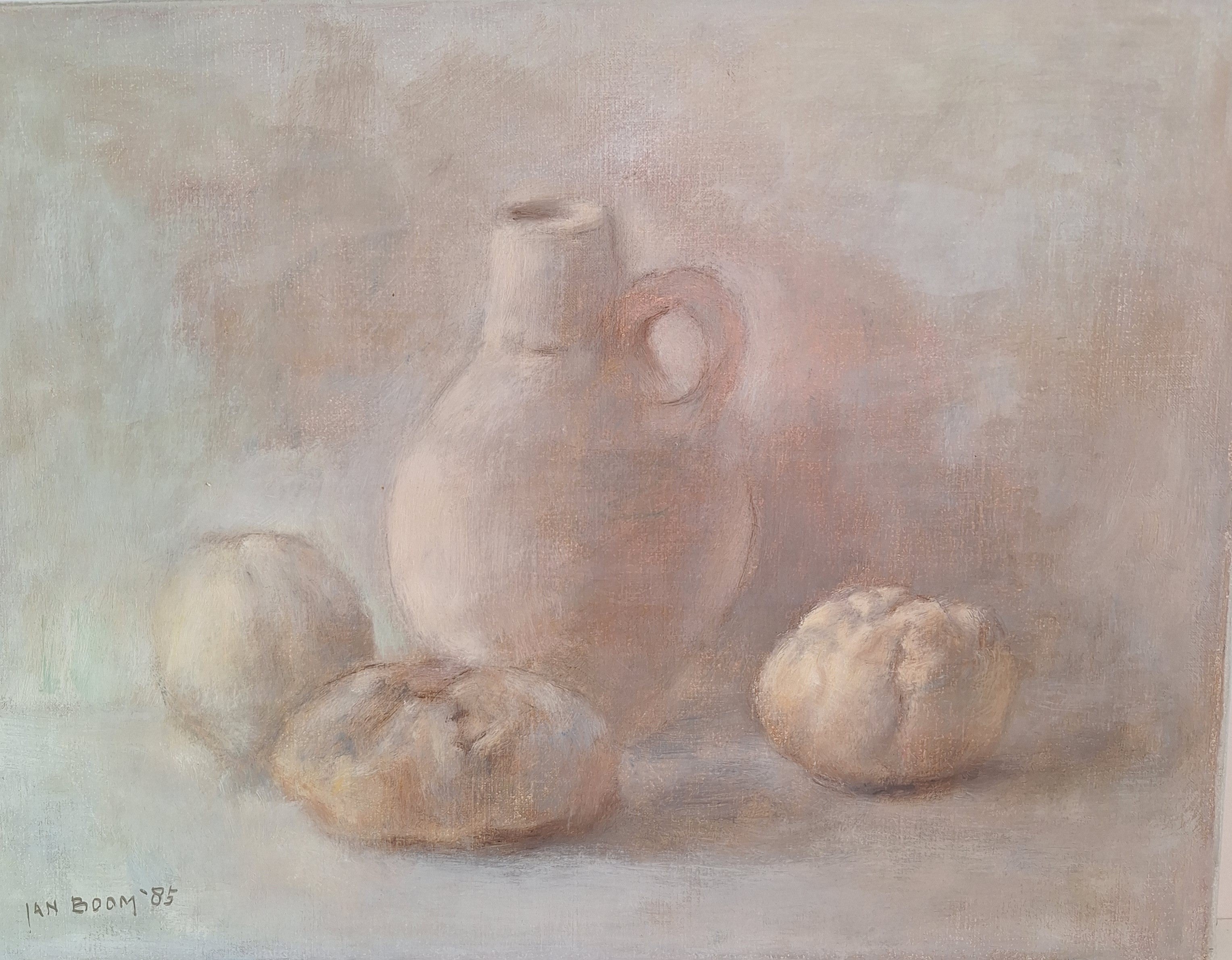 Stilleven met Kruik - Jan Boom 1985 - Olieverf op Doek - 30 x 40 cm