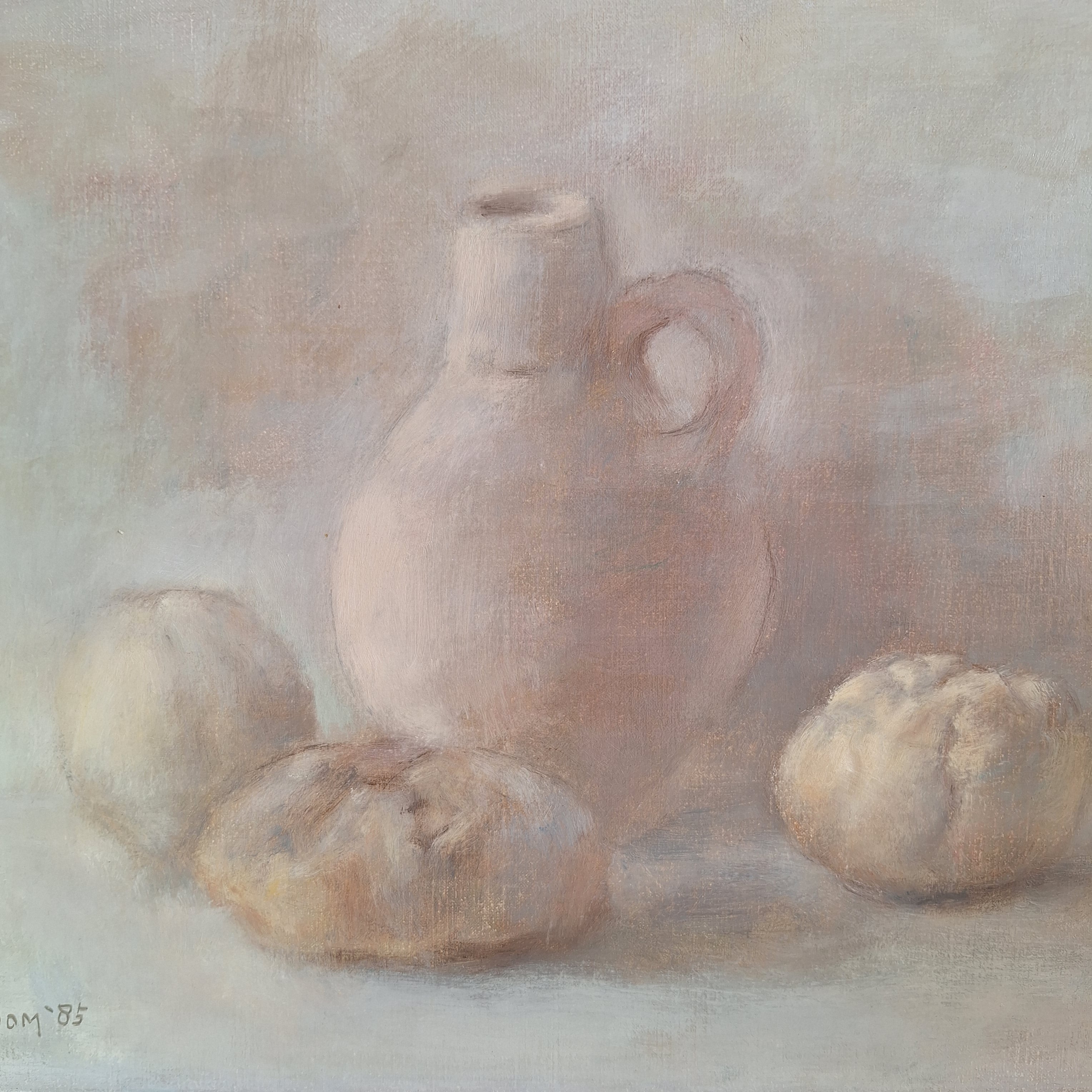Stilleven met Kruik - Jan Boom 1985 - Olieverf op Doek - 30 x 40 cm