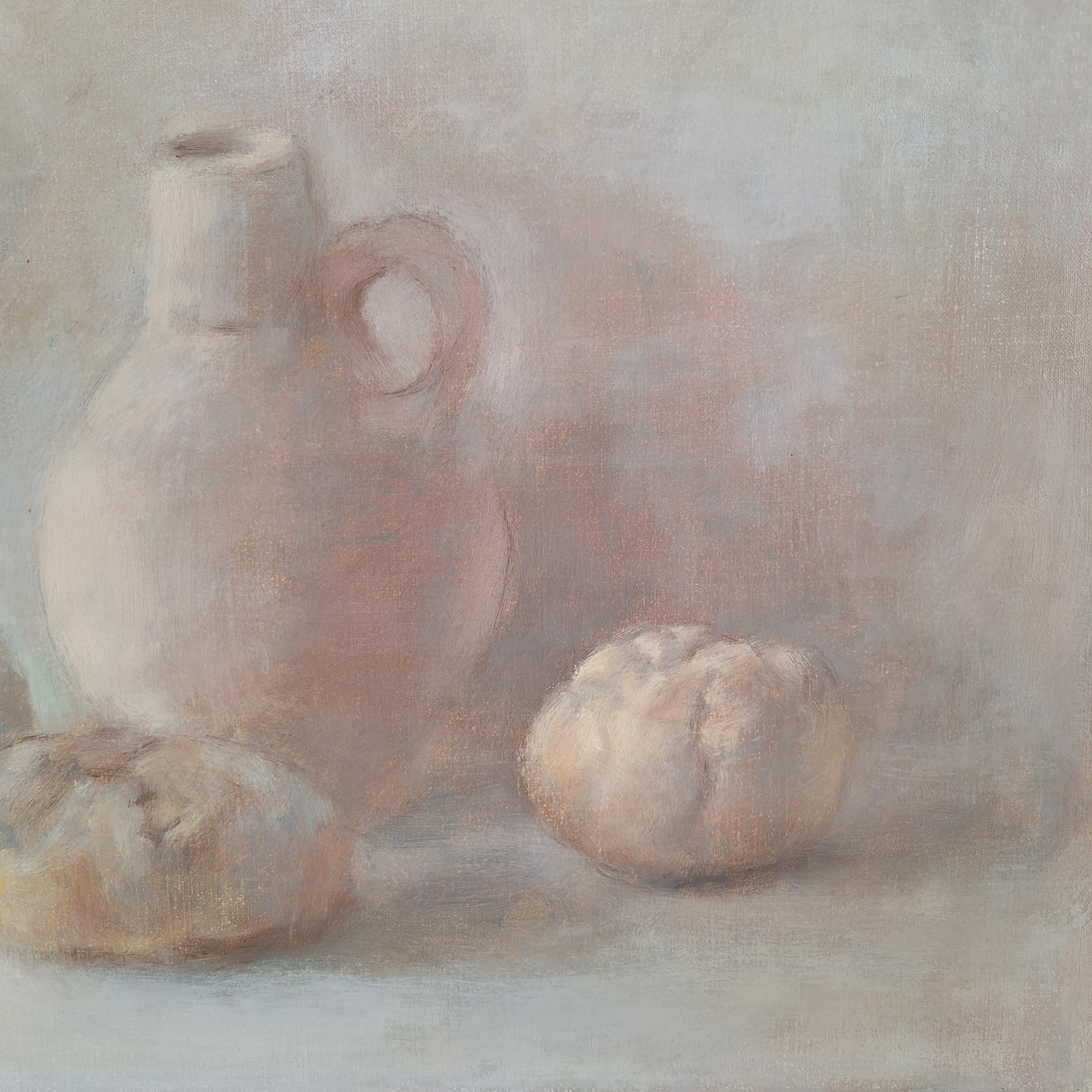 Stilleven met Kruik - Jan Boom 1985 - Olieverf op Doek - 30 x 40 cm