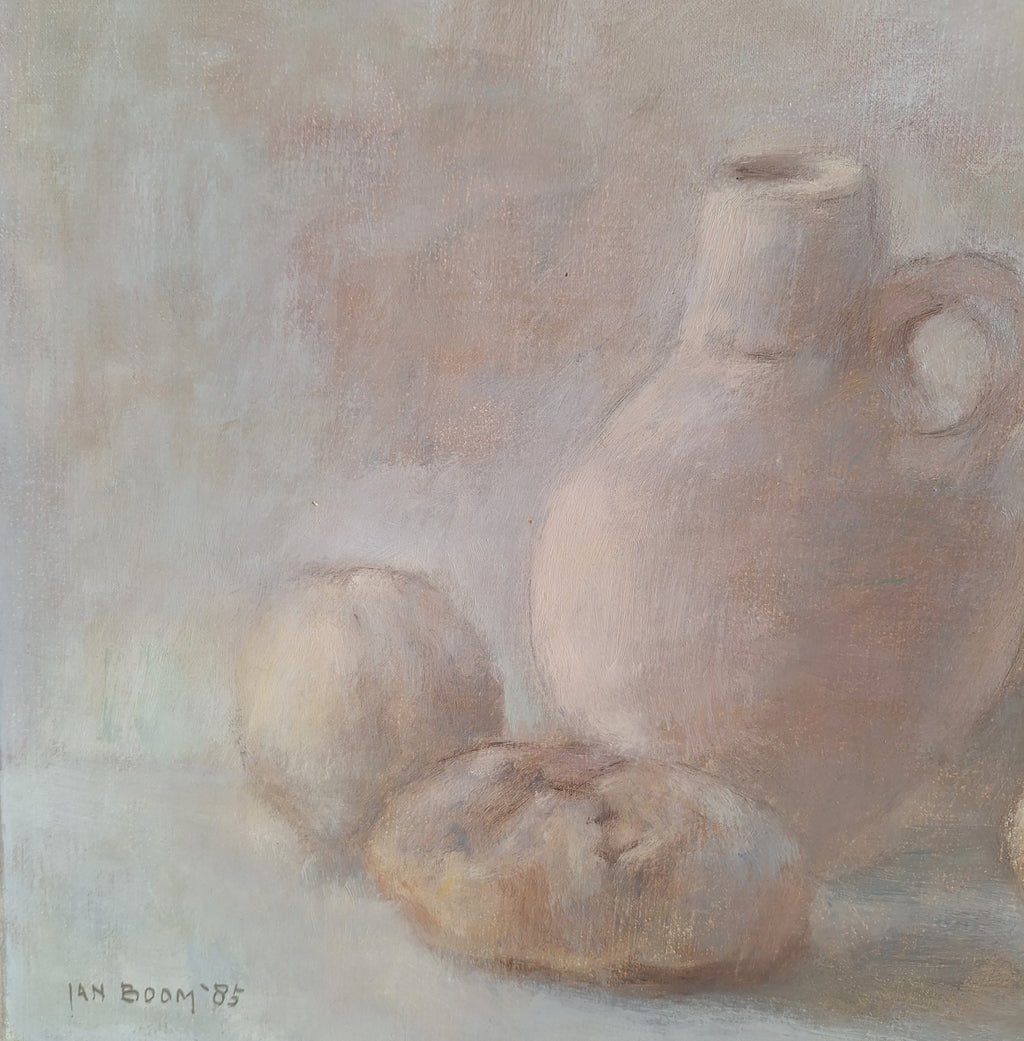 Stilleven met Kruik - Jan Boom 1985 - Olieverf op Doek - 30 x 40 cm