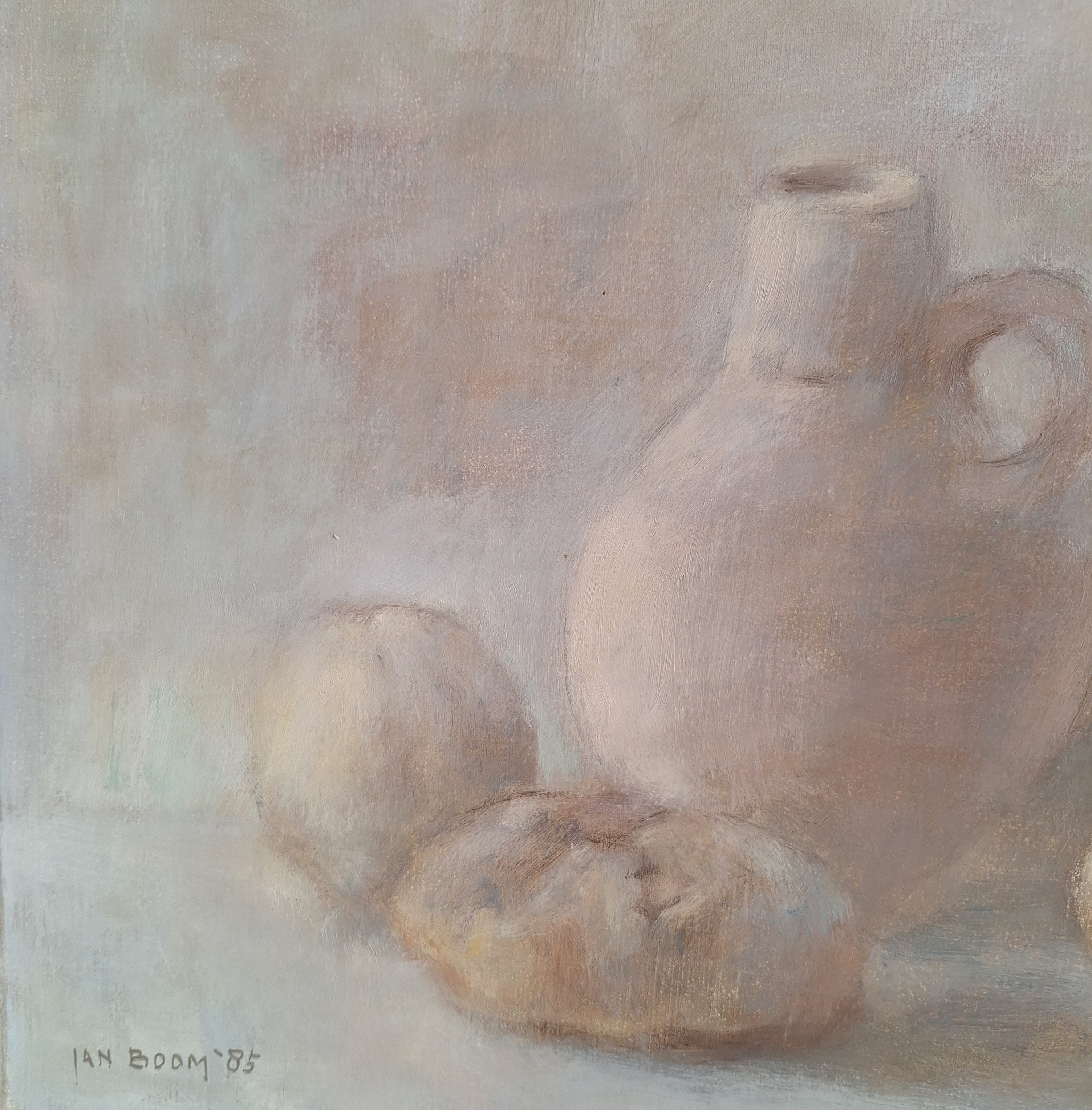 Stilleven met Kruik - Jan Boom 1985 - Olieverf op Doek - 30 x 40 cm